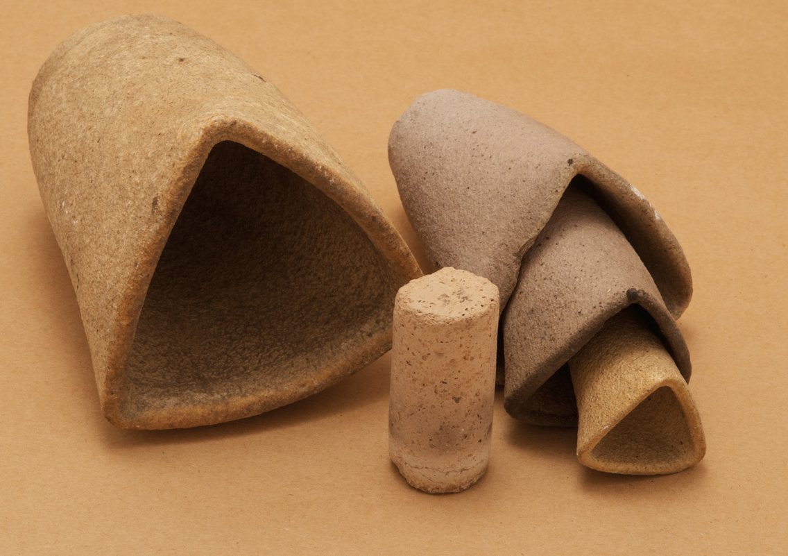 Clay-fired crucibles and roller (circa 1979)